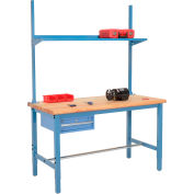 Global Industrial™ 72x36 Production Workbench Maple Safety Edge - Drawer, Upright & Shelf BL
