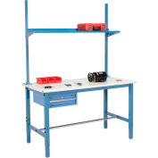 Global Industrial 72x36 Production Workbench ESD Safety Edge - Drawer, Upright & Shelf BL