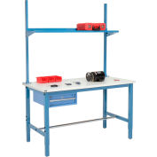 Global Industrial 72x30 Production Workbench ESD Square Edge - Drawer, Upright & Shelf BL