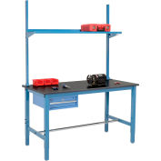 Global Industrial™ 60x36 Production Workbench Phenolic Safety Edge - Drawer, Upright & Shelf BL