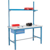 Global Industrial 60x30 Production Workbench Laminate Safety Edge, Drawer, Upright & Shelf BL