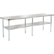 Global Industrial™ 430 Table en acier inoxydable, 96 x 30 », sous-étagère galvanisée