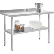 Global Industrial™ 430 Table en acier inoxydable, 48 x 24 », sous étagère, dosseret 2 »