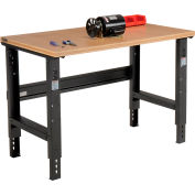 Global Industrial C-Channel Leg Adjustable Height Workbench, Shop Top Square Edge, 48" x 30"