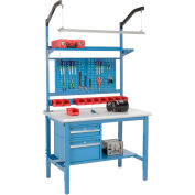 Global Industrial 48 x 30 Production Workbench - Laminate Safety Edge Complete Bench - Blue