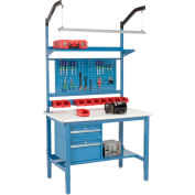 Global Industrial 48"W x 30"D Production Workbench - ESD Safety Edge Complete Bench - Blue
