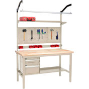 Global Industrial 72"W x 30"D Production Workbench - Maple Safety Edge Complete Bench - Tan