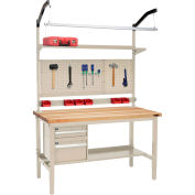 Global Industrial 72"W x 30"D Production Workbench - Birch Square Edge Complete Bench - Tan