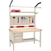 Global Industrial 72"W x 30"D Production Workbench - Maple Square Edge Complete Bench - Tan