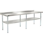 Global Industrial Workbench w/ 18 Ga 430 Series SS Top, 2" Backsplash & Undershelf, 96"Wx30"D