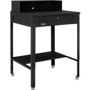 Global Industrial™ Flat Surfaced Shop Desk w / Pigeonhole Riser, 34-1/2"W x 30"D, Noir