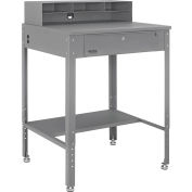 Global Industrial™ Flat Surfaced Shop Desk w / Pigeonhole Riser, 34-1/2"W x 30"D, Gray