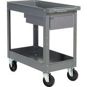 Global Industrial™ 2 Shelf Deep Tray Steel Stock Cart 30x16 500 Lb. Cap. with 1 Drawer