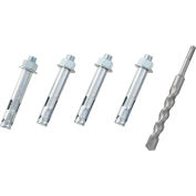 Global Industrial™ Set Of 4 Sleeve Anchors (3/4" x 4-1/4") With 1 Drill Bit (3/4" x 8")