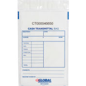 Global Industrial™ Cash Transmittal Bag, 6"W x 9"H, Clear, 100/Pack