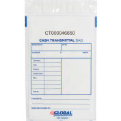 Global Industrial™ Cash Transmittal Bag, 6"W x 9"H, Clair, 100/Pack