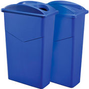 Global Industrial™ Recycling System For Paper/Bottles & Cans, 46 Gallon, Bleu