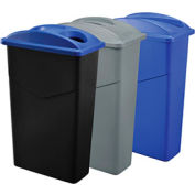 Global Industrial™ Recycling System For Paper/Bottles & Cans, 69 Gallon, Gris/Bleu/Noir