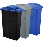 Global Industrial Recycling System For Paper/Bottles & Cans, 69 Gallon, Gray/Blue/Black