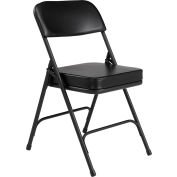 National Public Seating Steel Folding Chair - 2" Vinyl Seat - Double Brace - Black - Pkg Qty 2