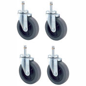 Nexel® CA4S4 (4) Swivel Stem Casters, 4" Rubber, Set of (4), 500 lb Capacity