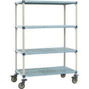 MetroMax Q Shelf Truck avec 4 étagères, 1000 lb. Capacité, 36"L x 24"L x 79"H, Bleu