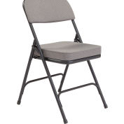National Public Seating Steel Folding Chair - 2" Fabric Seat - Double Brace - Gray - Pkg Qty 2