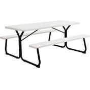 Global Industrial™ 6 pieds Outdoor Blow Mded Plastic Picnic Table - Blanc