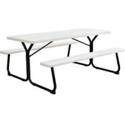 Global Industrial™ 6' Table de pique-nique en plastique moulé par soufflage, blanc