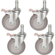 Nexel® CA5BP4 (4) Swivel Brake Stem Casters, 5" Polyurathane, Set of (4), 1200 lb Capacity