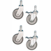 Nexel® CA5RSB (2) Frein pivotant (2) Roulettes à tige rigide, polyuréthane de 5 po, ensemble de (4), 1200 lb