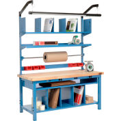 Global Industrial Complete Packing Workbench W/Power, Butcher Block Square Edge, 72"W x 30"D