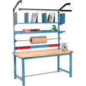 Global Industrial™ Packing Workbench W/Riser Kit, Maple Butcher Block Square Edge, 60"W x 30"D