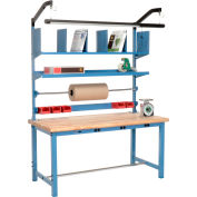 Global Industrial Packing Workbench W/Riser Kit & Power Apron, Maple Safety Edge, 60"W x 30"D