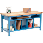Global Industrial Packing Workbench W/Lower Shelf & Power, Maple Square Edge, 60"W x 30"D