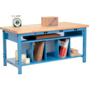 Global Industrial™ Packing Workbench W/Lower Shelf &Power, Maple Safety Edge, 72"W x 30"D