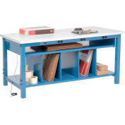 Global Industrial™ Packing Workbench W/Lower Shelf & Power, ESD Square Edge, 60"W x 30"D