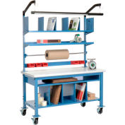 Global Industrial Complete Mobile Packing Workbench, Laminate Safety Edge, 72"W x 30"D
