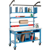 Global Industrial™ complete Mobile Packing Workbench W/Power, Laminate Square Edge, 72"W x 30"D