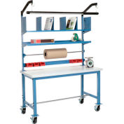 Global Industrial™ Mobile Packing Workbench W/Riser Kit, Bord carré stratifié, 60"W x 30"D