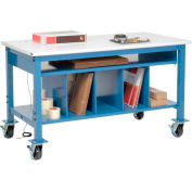 Global Industrial Mobile Packing Workbench W/Lower Shelf Kit, ESD Safety Edge, 72"W x 30"D