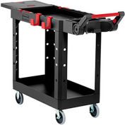Rubbermaid® Heavy Duty Small Adaptable Utility Cart, 2 Shelf, 46-1/2"Lx17-3/4"W, Noir