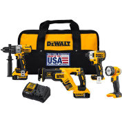 DeWALT DCK494P2 20V MAX XR Li-Ion 4 Outil Cordless Combo Kit 2 Batteries 5Ah Charger Contractor Bag