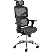 Chaise ergonomique Interion® dos haut et bras réglables, maille, noir