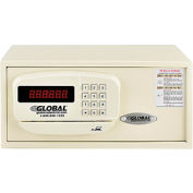 Global Industrial Personal Hotel Safe Electronic Lock w/Card Slot 15Wx10Dx7H Keyed Alike, WHT