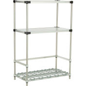 Nexel® Poly-Z-Brite® conteneur à 3 étagères/Keg Rack w/ 2-Solid Shelves, 36"W x 18"D x 54"H