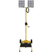 Chariot d'éclairage DEL à deux têtes avec treuil Lind Equipment LE980LED-CART-TD-W, têtes de 2-200 W, lumens  2-30000, mât de 12 pi