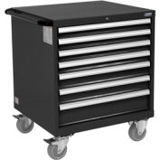 Global Industrial Mobile Modular Drawer Cabinet, 7 Drawers, w/Lock, 30"Wx27"Dx37"H, Black
