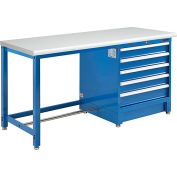 Global Industrial 72"W x 30"D Modular Workbench with 5 Drawers, ESD Laminate Safety Edge, Blue