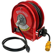 Reelcraft L 3030 123 3 Compact Steel Power Cord Reel, 15A, 12/3, 30' Cord w/ Single Receptacle